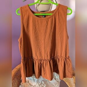Torrid Rust Sleeveless Peplum Tank Top